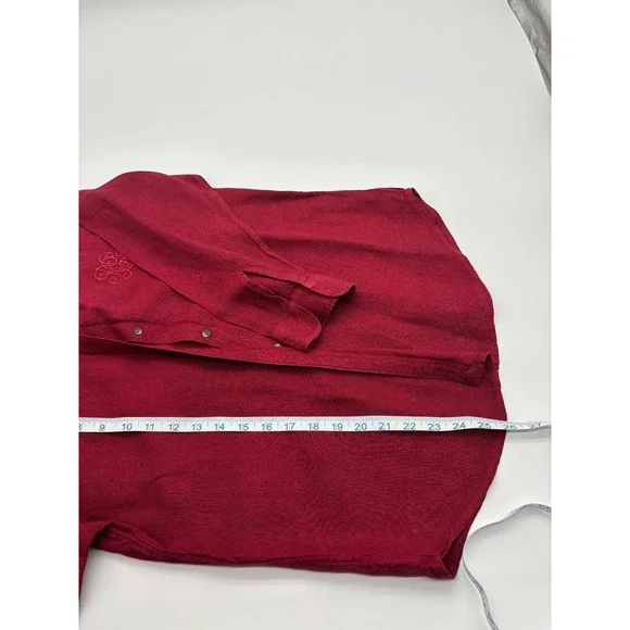 Lauren Ralph Lauren Women's SMALL 100% Linen Red Button Shirt Embroidered Logo - Picture 8 of 10